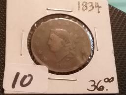 1834 Large Cent in Good-Very Good