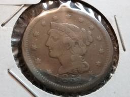 1851 Braided Hair Large Cent in Fine condition