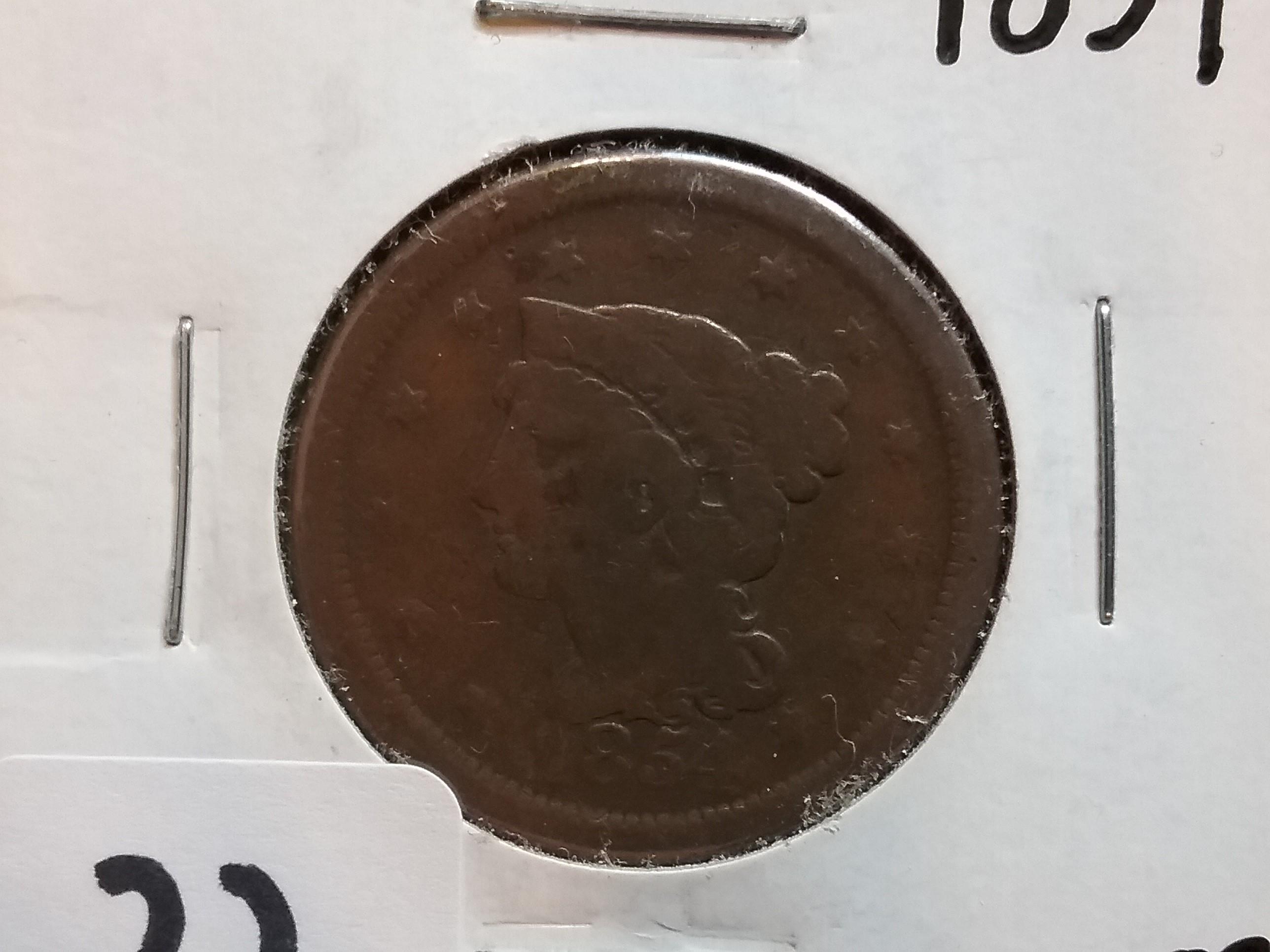 1854 Braided Hair Large Cent in Good