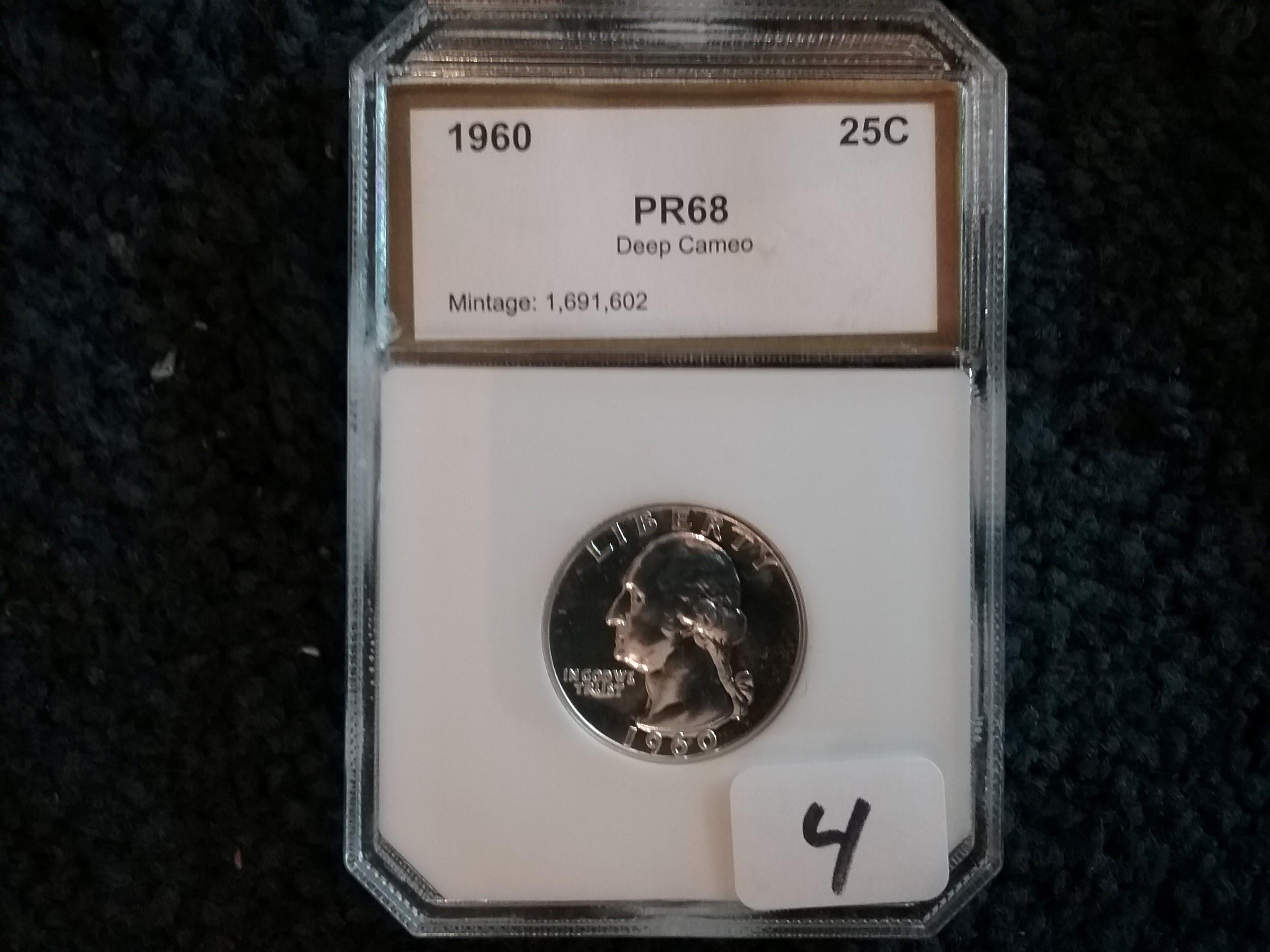 PCI 1960 Washington Quarter Proof 68 Deep Cameo