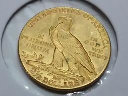 GOLD! 1914-D Indian $2.5 dollar in About Uncirculated plus condition