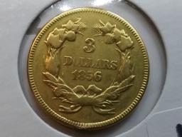 GOLD! 1856 Princess $3 Dollar in Extra Fine