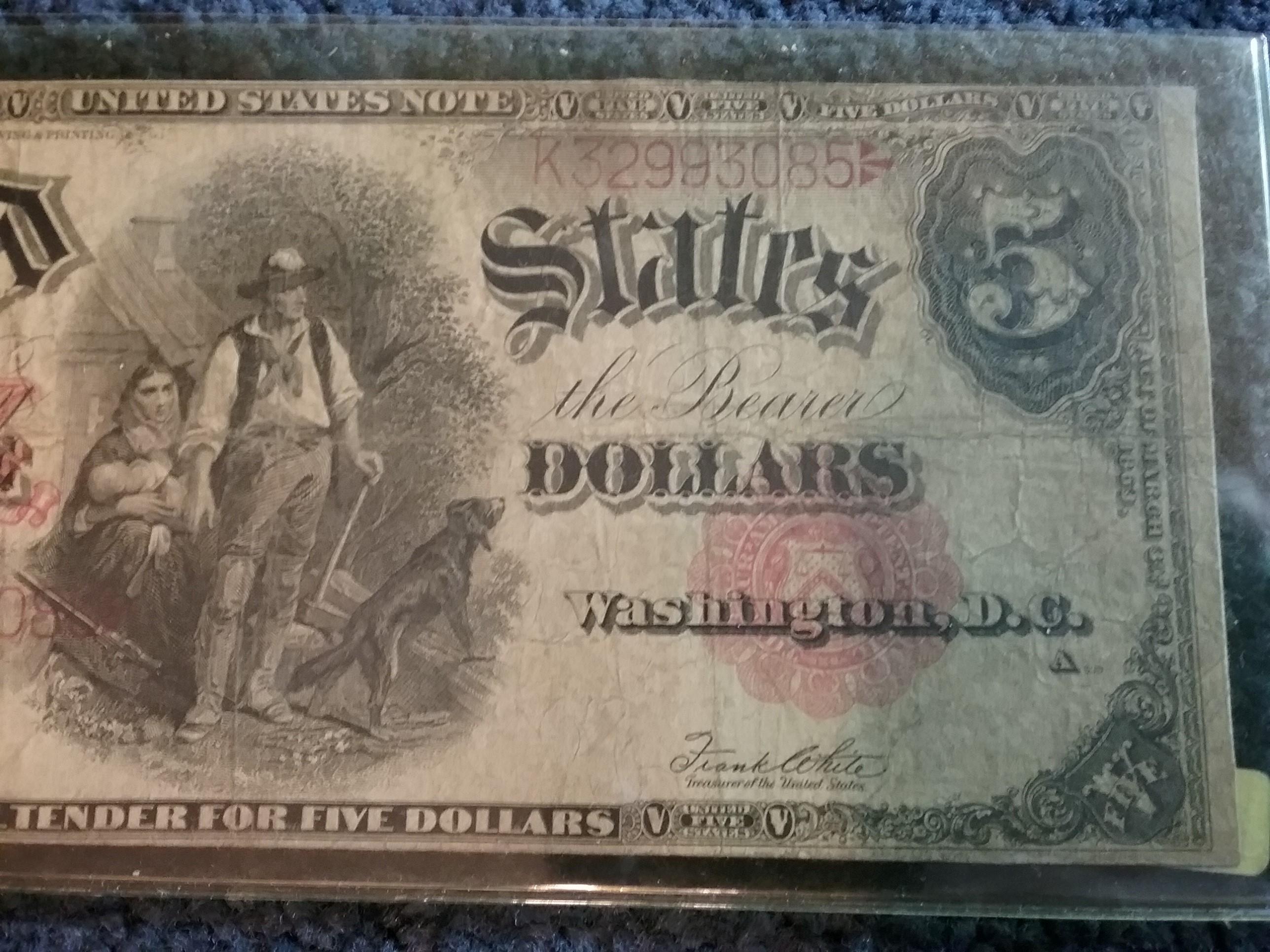 Very Nice Series 1907 $5 dollar United States Note Large Size