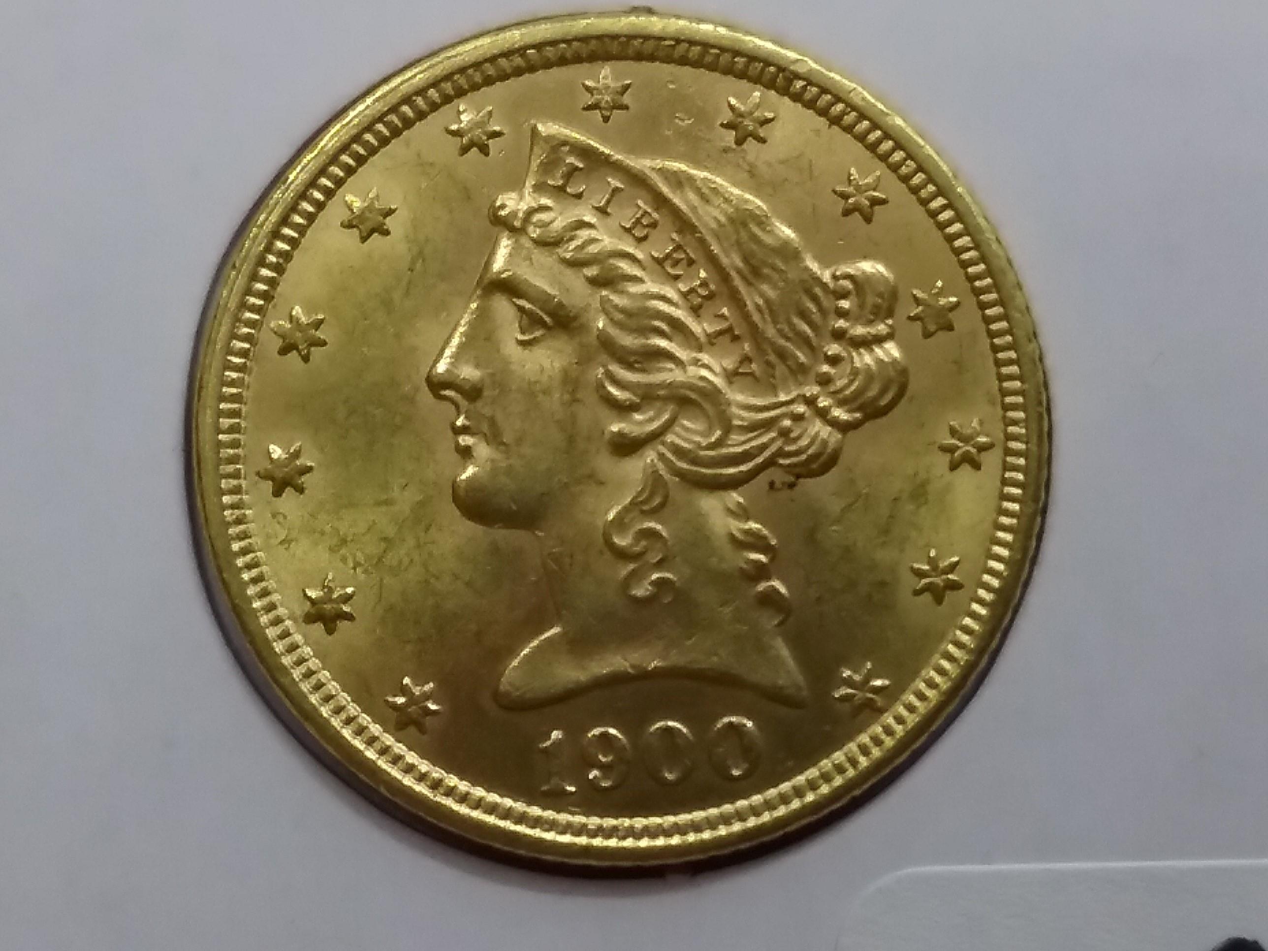 GOLD! 1900 Liberty $5 Dollar in MS-61/62