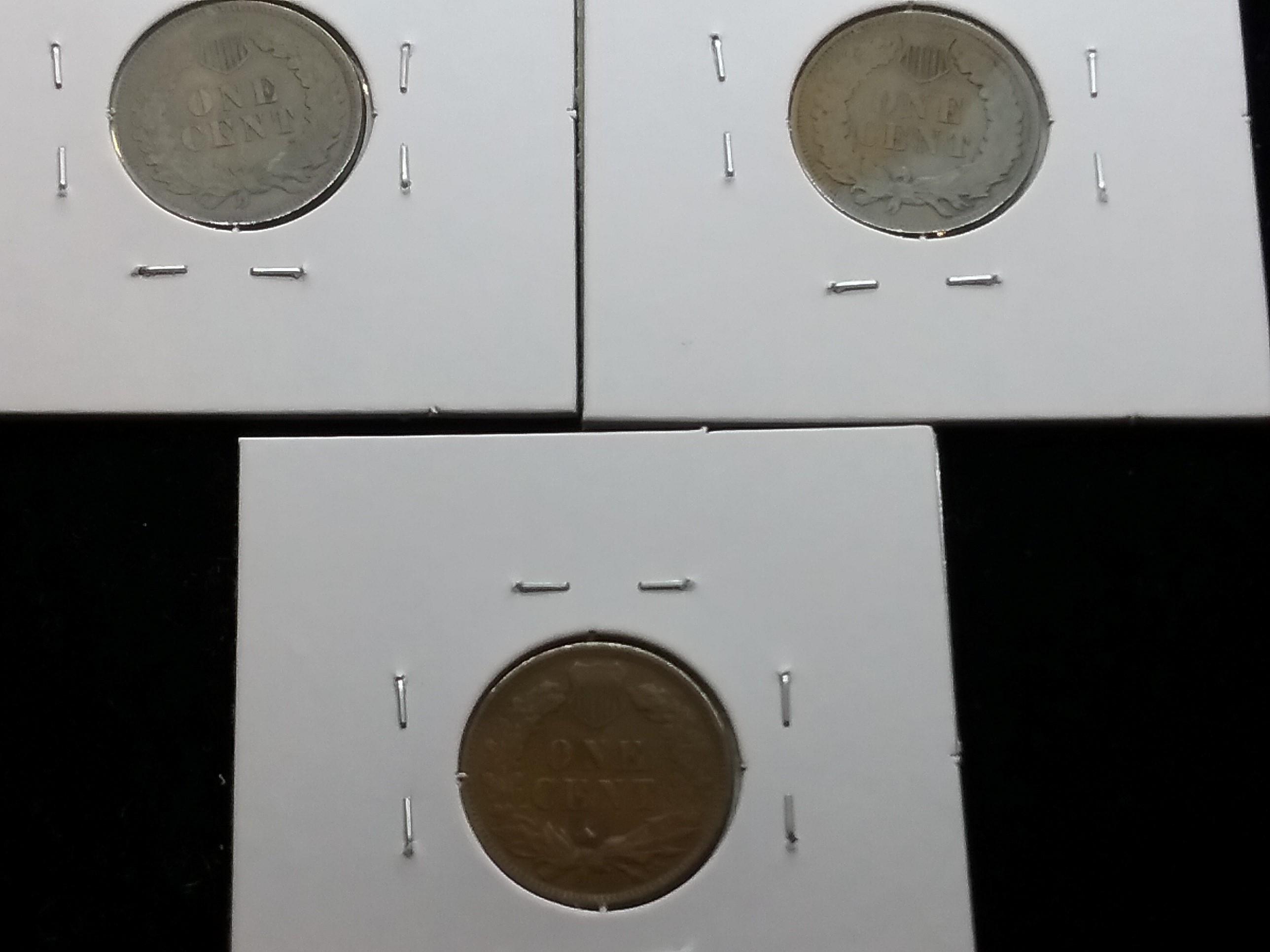 Three decenter Indian cents