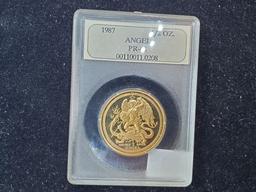 GOLD! Stunning Proof 68 Gold 1987 Isle of Man 1/2 Angel