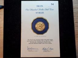 GOLD! Belize 1976 Proof $100 dollars