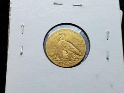 GOLD! About Uncirculated 1927 $2 1/2 Gold Indian