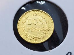 GOLD! Better Date 1902 Mexico dos pesos Brilliant Uncirculated