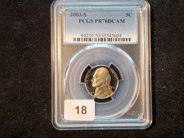 PCGS 2003-S Jefferson Nickel Proof 70 Deep Cameo