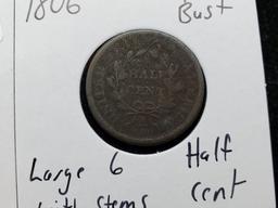 *1806 Half Cent Large 6 with stems
