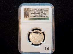 NGC 2014-S SILVER ATB Quarter in Proof 69 Ultra Cameo