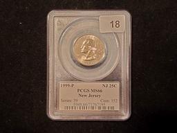 PCGS 1999-P New Jersey State Quarter in MS-66