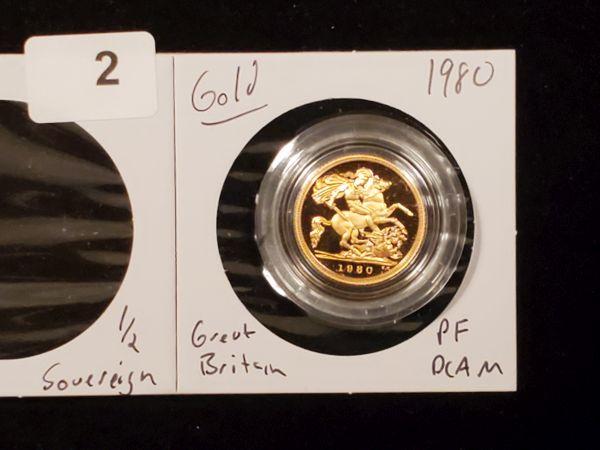 GOLD! Beautiful Proof Deep Cameo British Gold 1/2 Sovereign from 1980