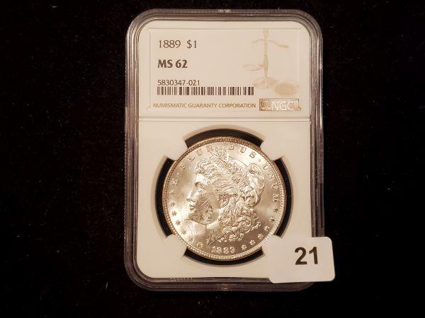 NGC 1889 Morgan Dollar in MS-62