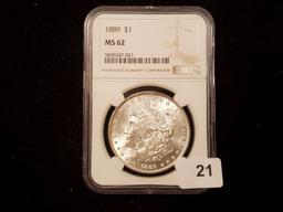 NGC 1889 Morgan Dollar in MS-62