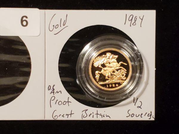 GOLD! Beautiful Proof Deep Cameo British Gold 1/2 Sovereign from 1984