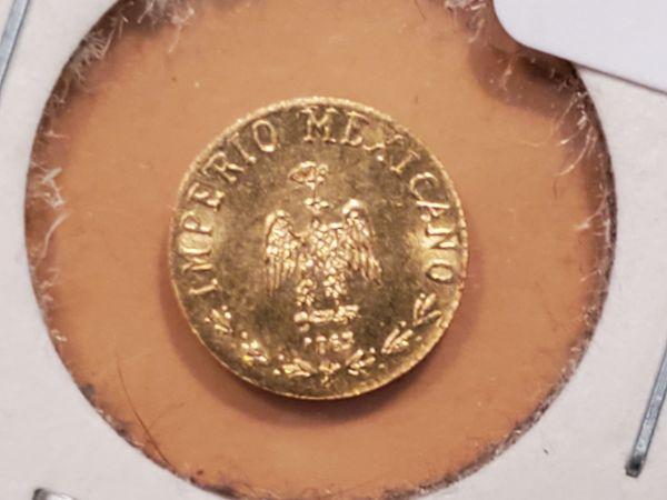 GOLD! Proof 1865 gold Maximilano Emperador coin