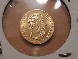 GOLD! Proof 1865 gold Maximilano Emperador coin