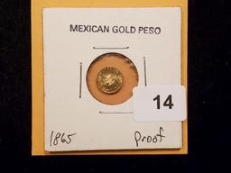 GOLD! Proof 1865 gold Maximilano Emperador coin