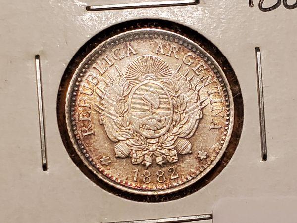 Gorgeous AU-UNC 1882 Argentina silver 10 centavos