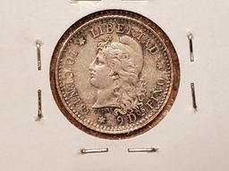 Gorgeous AU-UNC 1882 Argentina silver 10 centavos