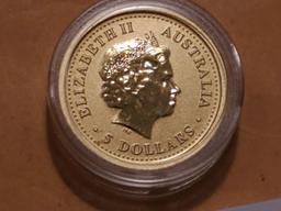 GOLD! 2007 Australia $5 Year of the Pig Colorized Low Mintage