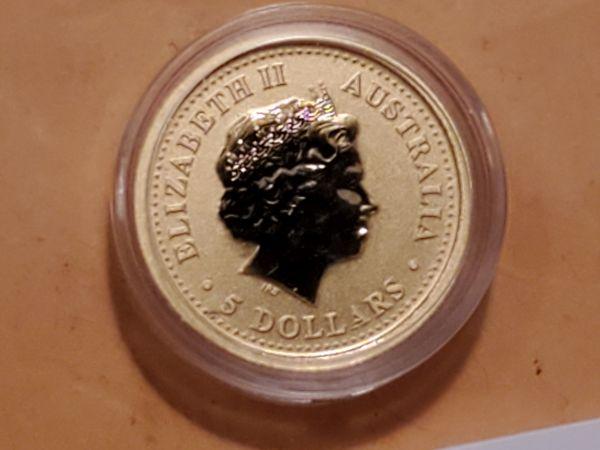 GOLD! 2007 Australia $5 Year of the Pig Colorized Low Mintage