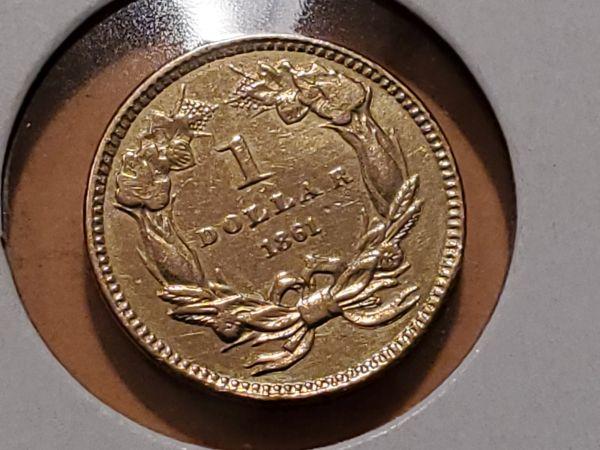 GOLD! Nice 1861 Type 3 Civil War One Dollar