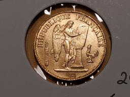 GOLD! France 1897 20 Francs