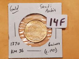 GOLD! Saudi Arabia 1370 guinea Brilliant Uncirculated