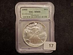 ICG 1992 American Silver Eagle MS-69