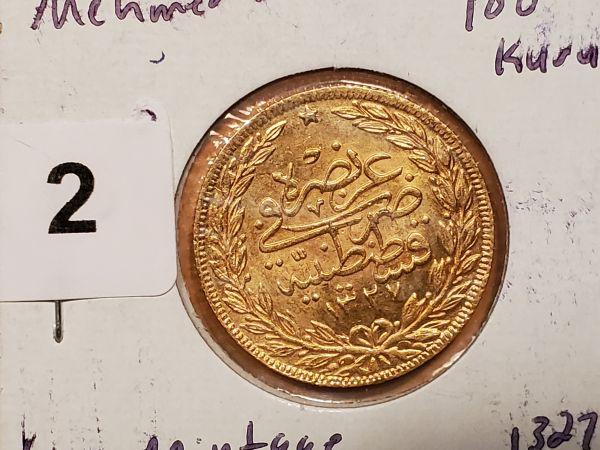 GOLD! Turkey Mehmed IV gold 100 kurus Brilliant Uncirculated