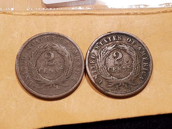 1864 and 1865 Two Cent pieces