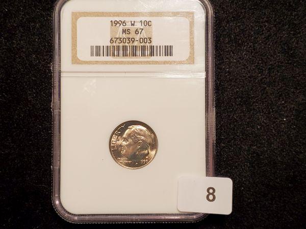 KEY DATE NGC 1996-W Roosevelt Dime in MS-67