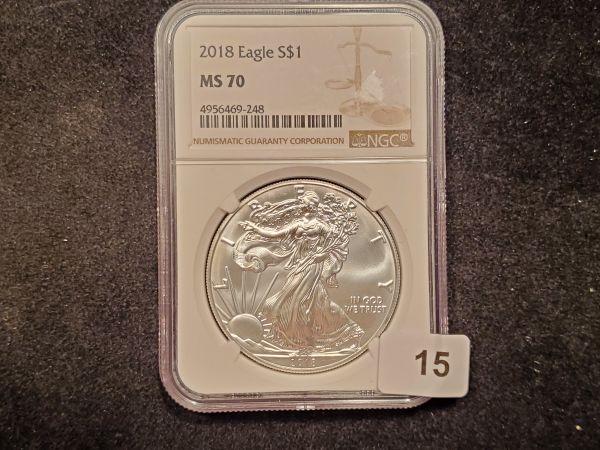 NGC 2018 American Silver Eagle in MS-70