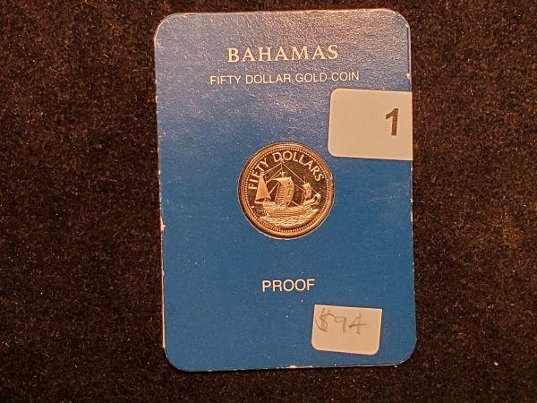 GOLD! 1985 Bahamas $50 Gold Proof