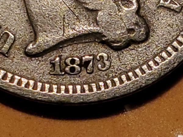 1873 Three Cent Nickel in Fine plus