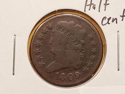 *Better Date 1809 Classic Head Half Cent in Very Good-08