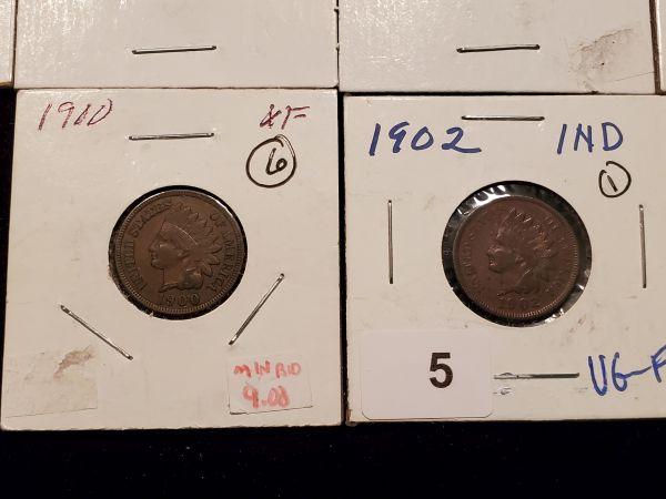 Ten Better Grade Indian cents from Very Good to Extra Fine