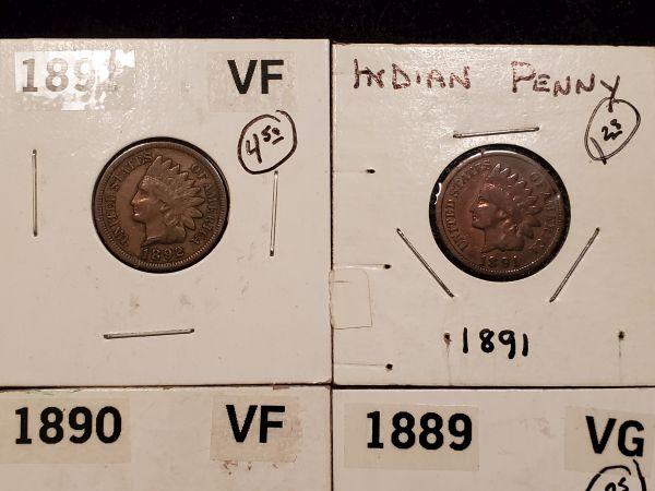 Ten Better Grade Indian cents from Very Good to Extra Fine