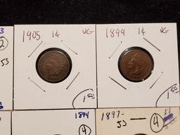 Ten Better Grade Indian cents from Good to Extra Fine