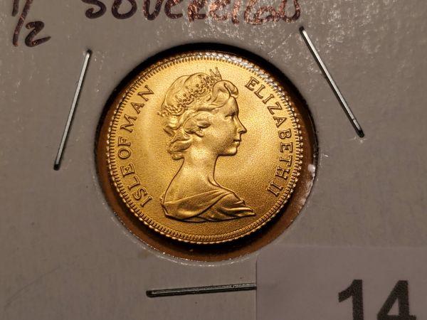 GOLD! 1977 Isle of Man 1/2 Sovereign