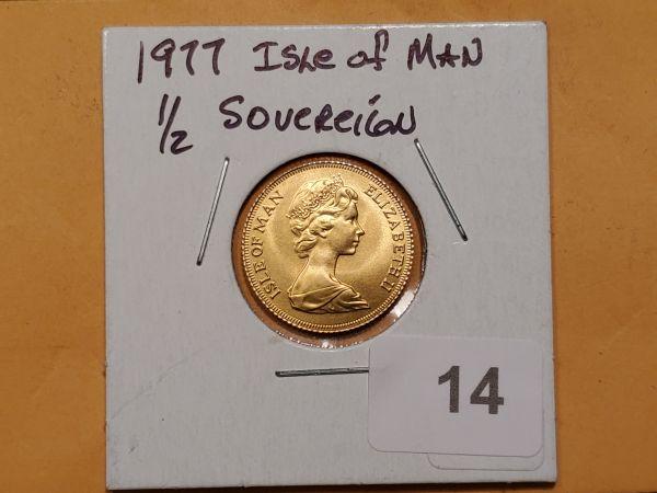 GOLD! 1977 Isle of Man 1/2 Sovereign