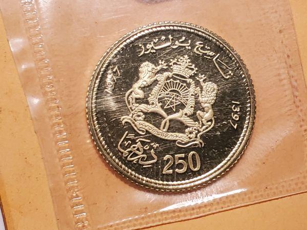 GOLD! Proof Morocco 1397-1977 250 dirhams