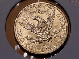 GOLD! 1886 Half-Eagle $5 Liberty head in About Uncirculated 58
