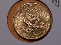 GOLD! 1886 Half-Eagle $5 Liberty head in About Uncirculated 58