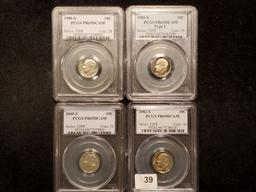 Four PCGS graded Roosevelt Proof Dimes