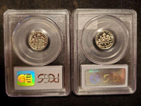 PCGS 1974-S and 1975-S Proof 69 Deep Cameo Roosevelt Dimes