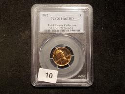 Pedigree PCGS 1942 Wheat cent in Proof 63 RED